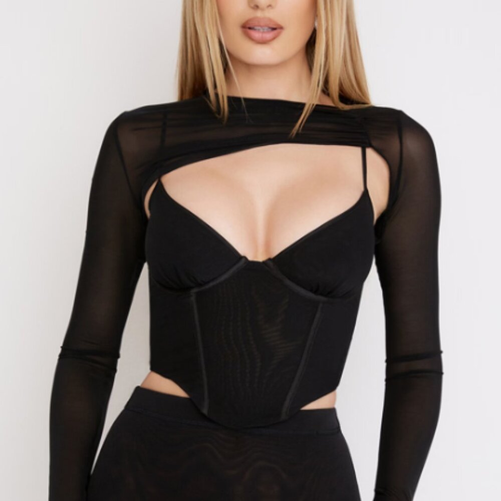House of CB Isabel Black Asymmetric Cutout Corset